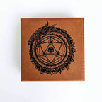 Dragon Circle - D&D - Vegan Leather Dice Box - Chestnut