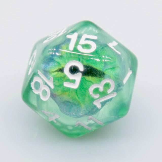Dragon Eye d20 21.7mm Resin Standard Roll d20 [Red, Green, Blue, Clear, Smoke] - Green