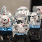 Polar Bear on Blue 7-Dice Set w/White Numbers Dnd Dice Set - 