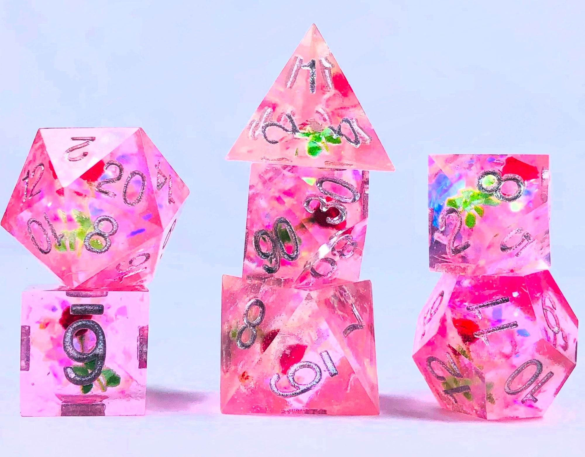 Touching Love 7-Dice Set Resin Sharp Edge RPG DND - 