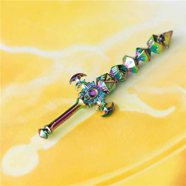 Dice Sword Rainbow 46mm x 9mm Trinket Novelty - 