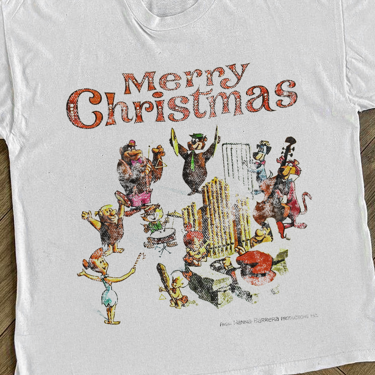 Hanna Barbera 60s 'Christmas Band' Vintage Washed White Tee