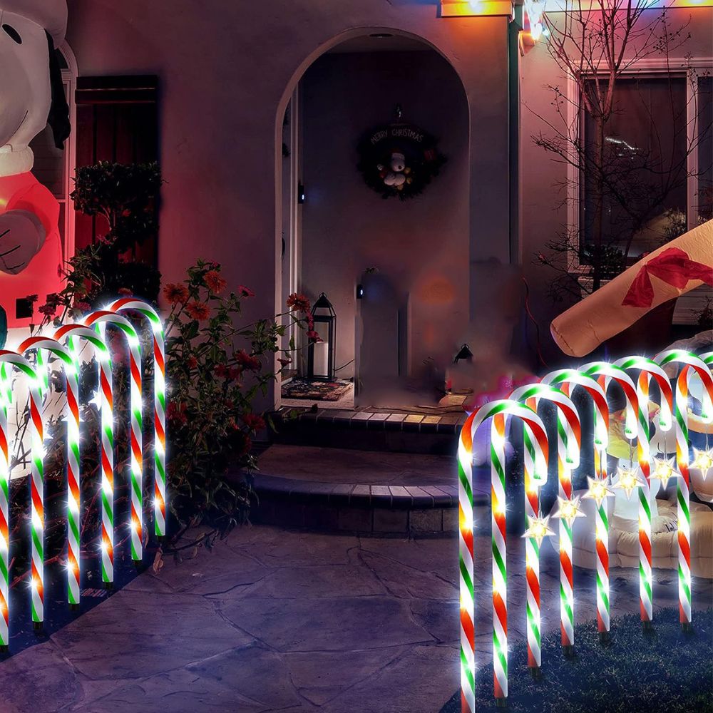 5PCS Solar Candy Cane Lights Festive Christmas Decor for Gardens, Lawns and Landscapes