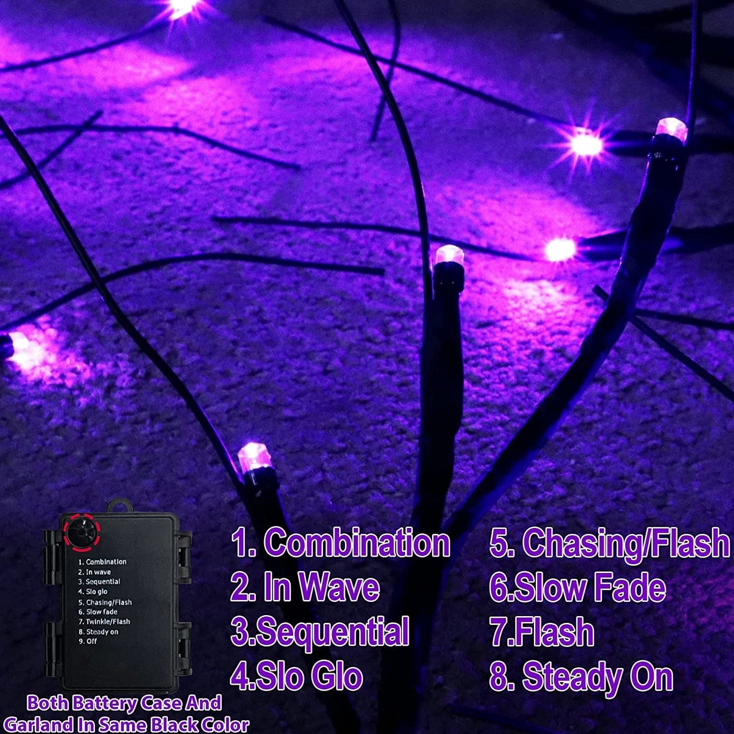 6 Ft 54 LED Halloween Willow Vine Twig 18 LED Pumpkins & Spiders, 36 Orange & Purple Halloween Lights Waterproof Battery Operated Garland Halloween Scary Decorations Home Indoor Wall