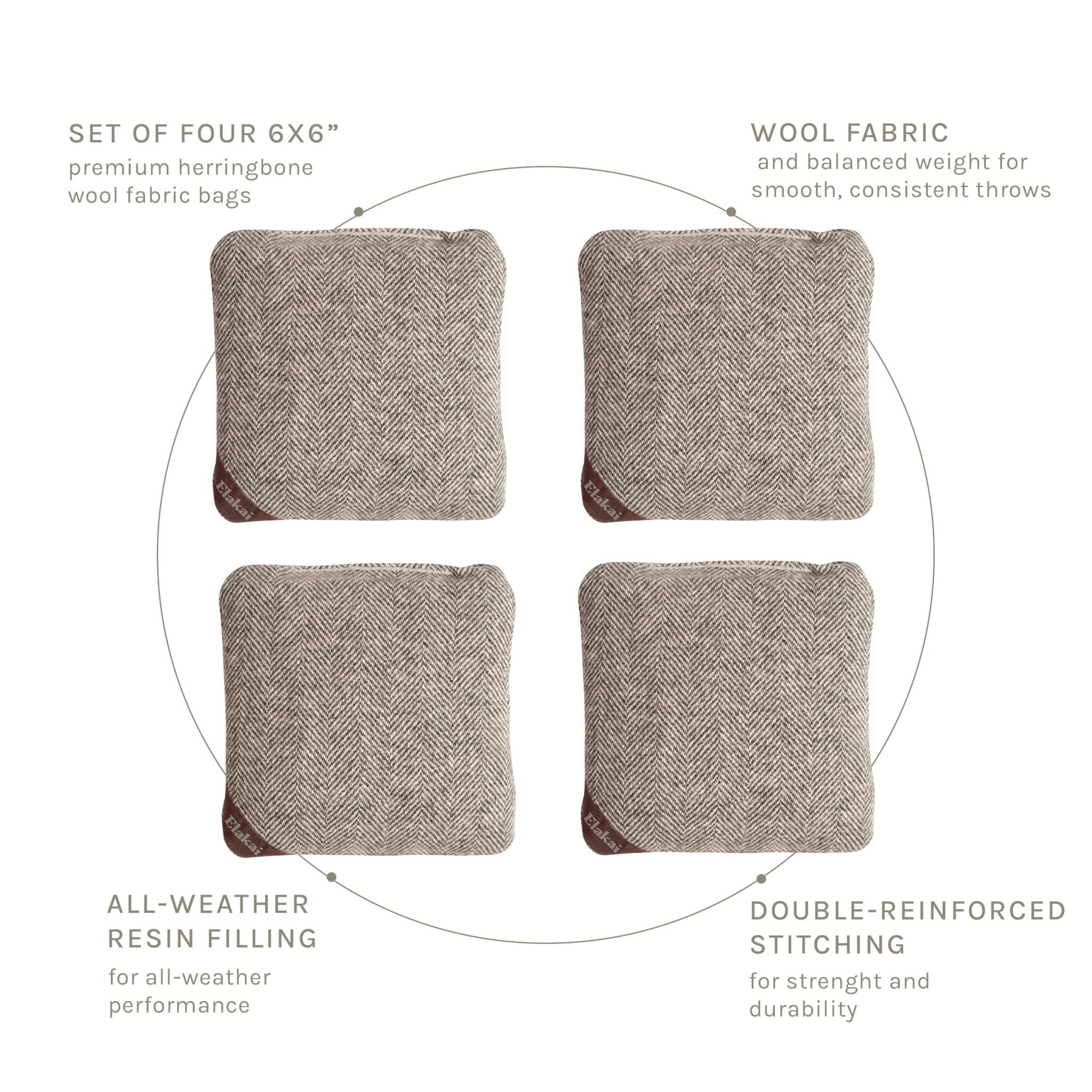 6-in Herringbone Cornhole Bags | Premium All-Weather Collection
