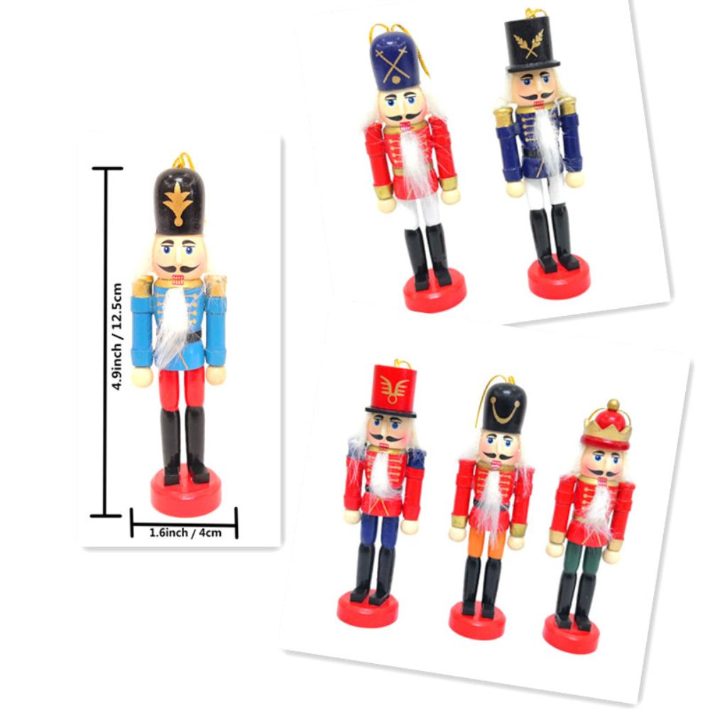 6-Pack Mini Wooden Nutcracker Christmas Ornaments