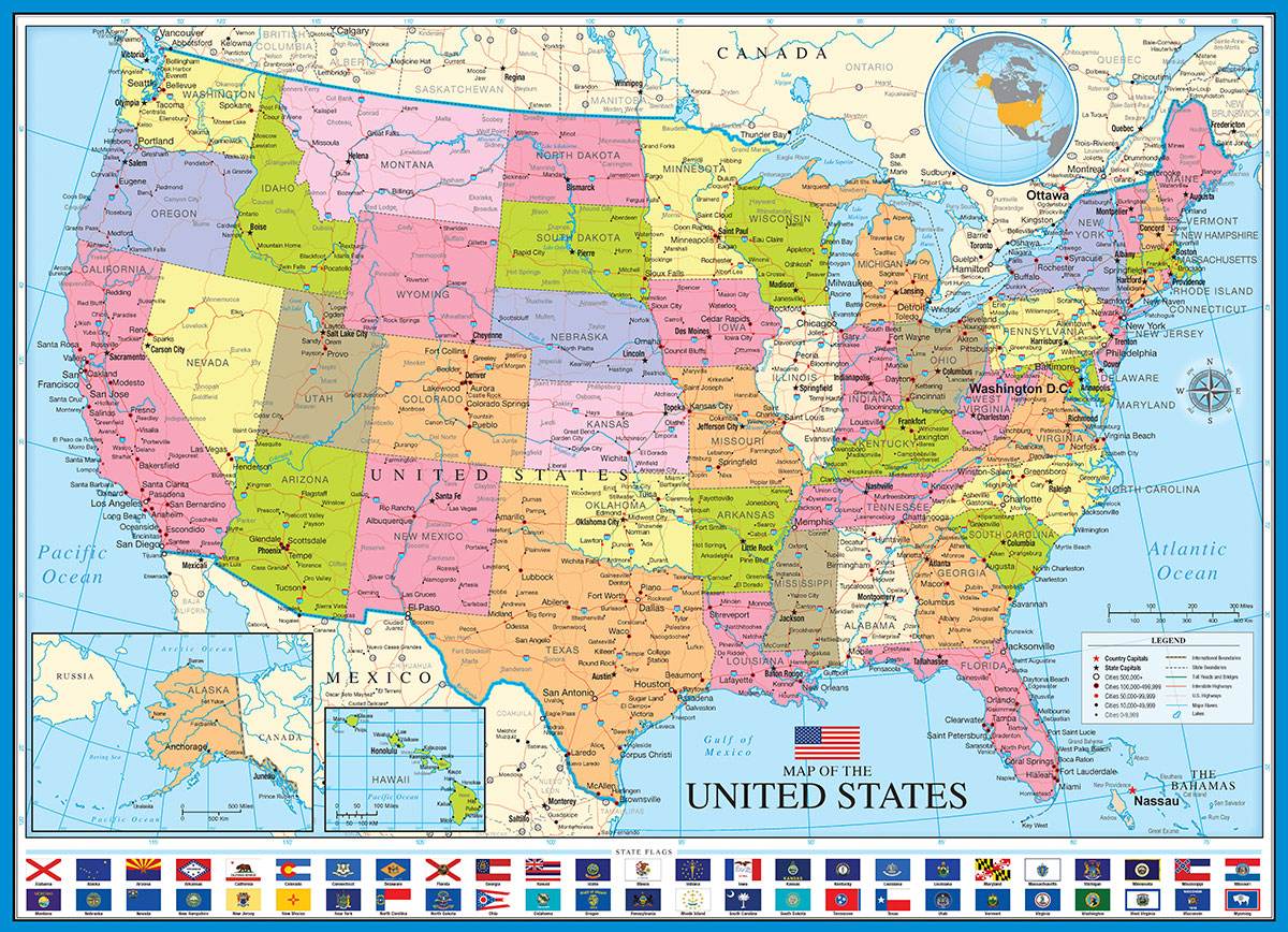 Puzzle: Maps & Flags - Map of the United States of America - 