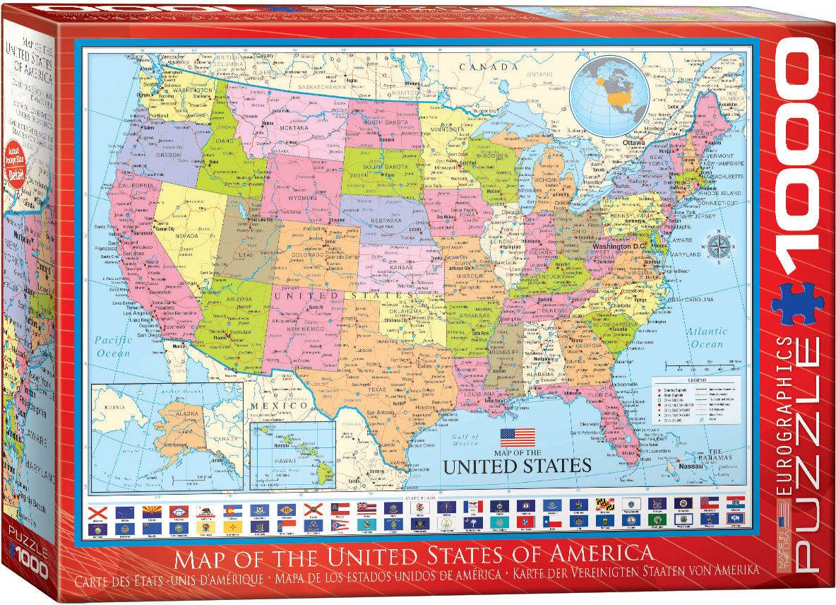 Puzzle: Maps & Flags - Map of the United States of America - 