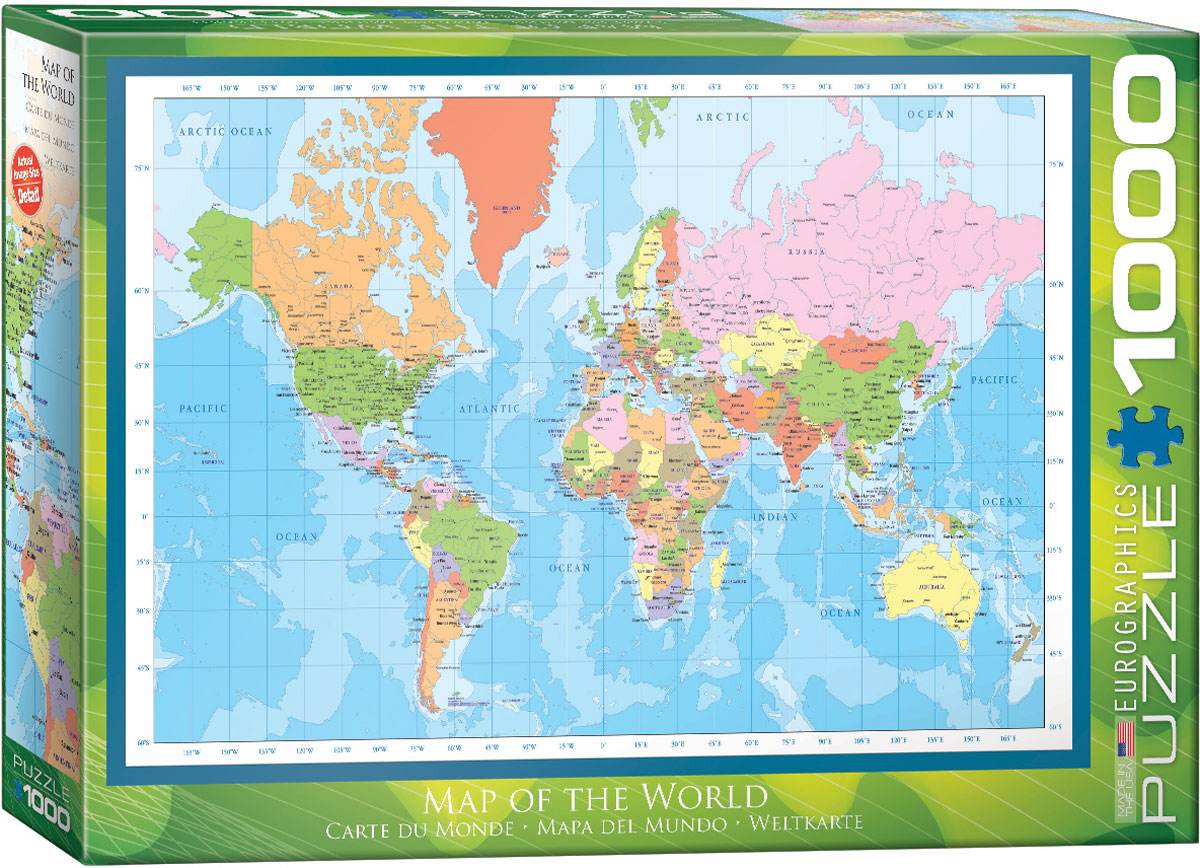 Puzzle: Maps & Flags - Modern Map of The World - 