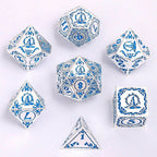 Wizard Solid Metal Polyhedral Dice Set - Silver with Blue - 