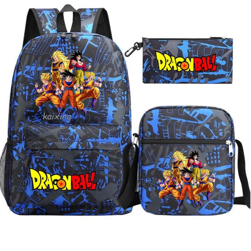 Dragon Ball Backpack Student Shoulder Bag Travel Bag 3-Piece Set
