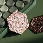 Copper d2 Coin Shaped like d20 Solid Copper Rose Gold Color - 