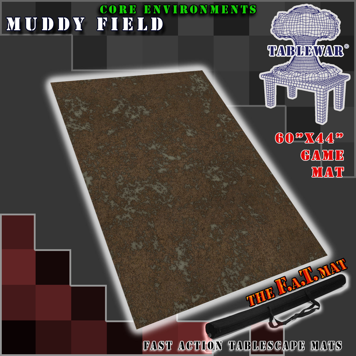 60x44" 'Muddy Field' F.A.T. Mat Battle Gaming Mat