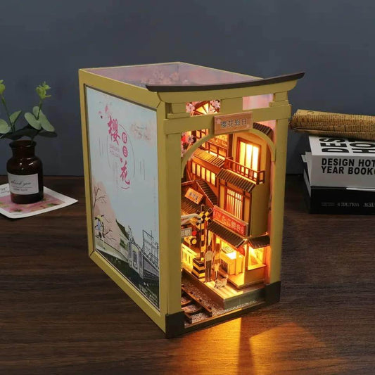 Book Nook Wizardi Miniature - Sakura-Inspired Roombox Kit - 