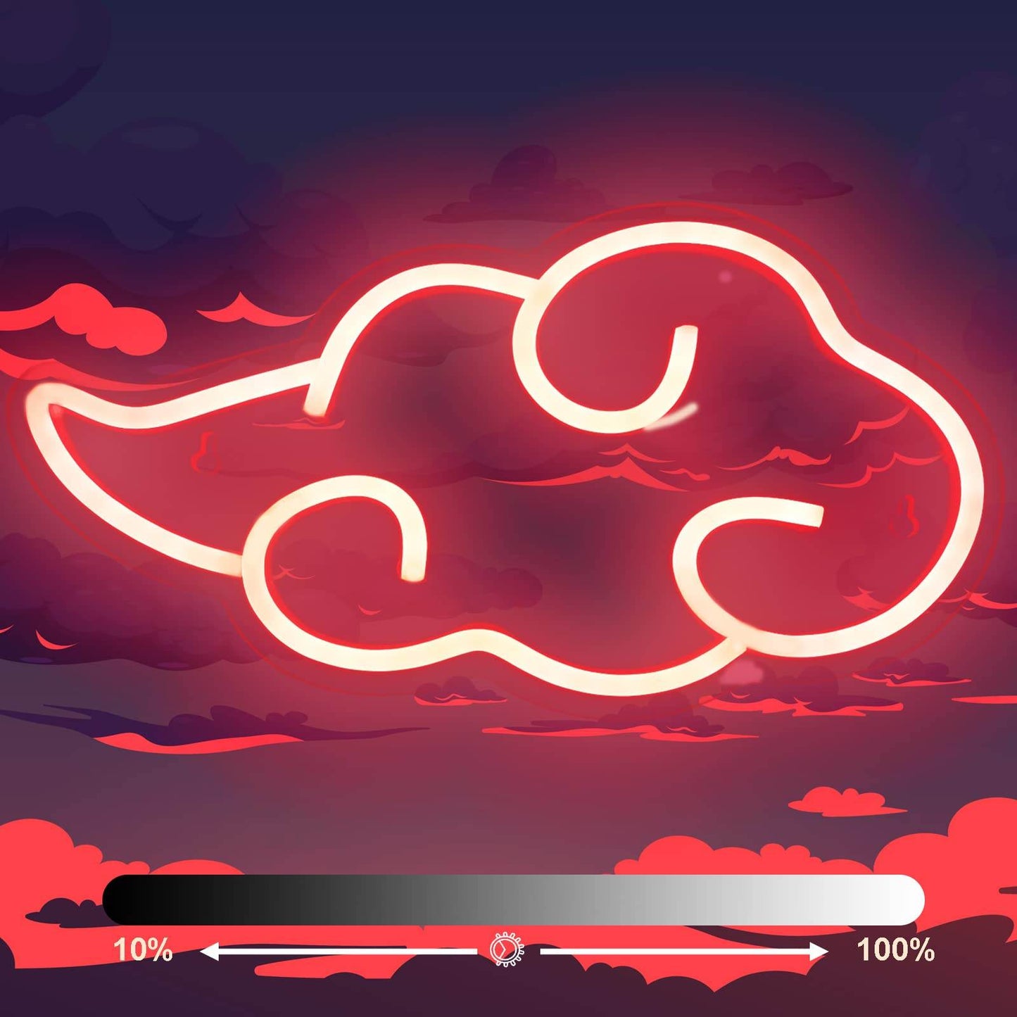 Anime Neon Sign - LED Red Cloud USB Powered Dimmable Wall Light for Gaming Room Decor - Red