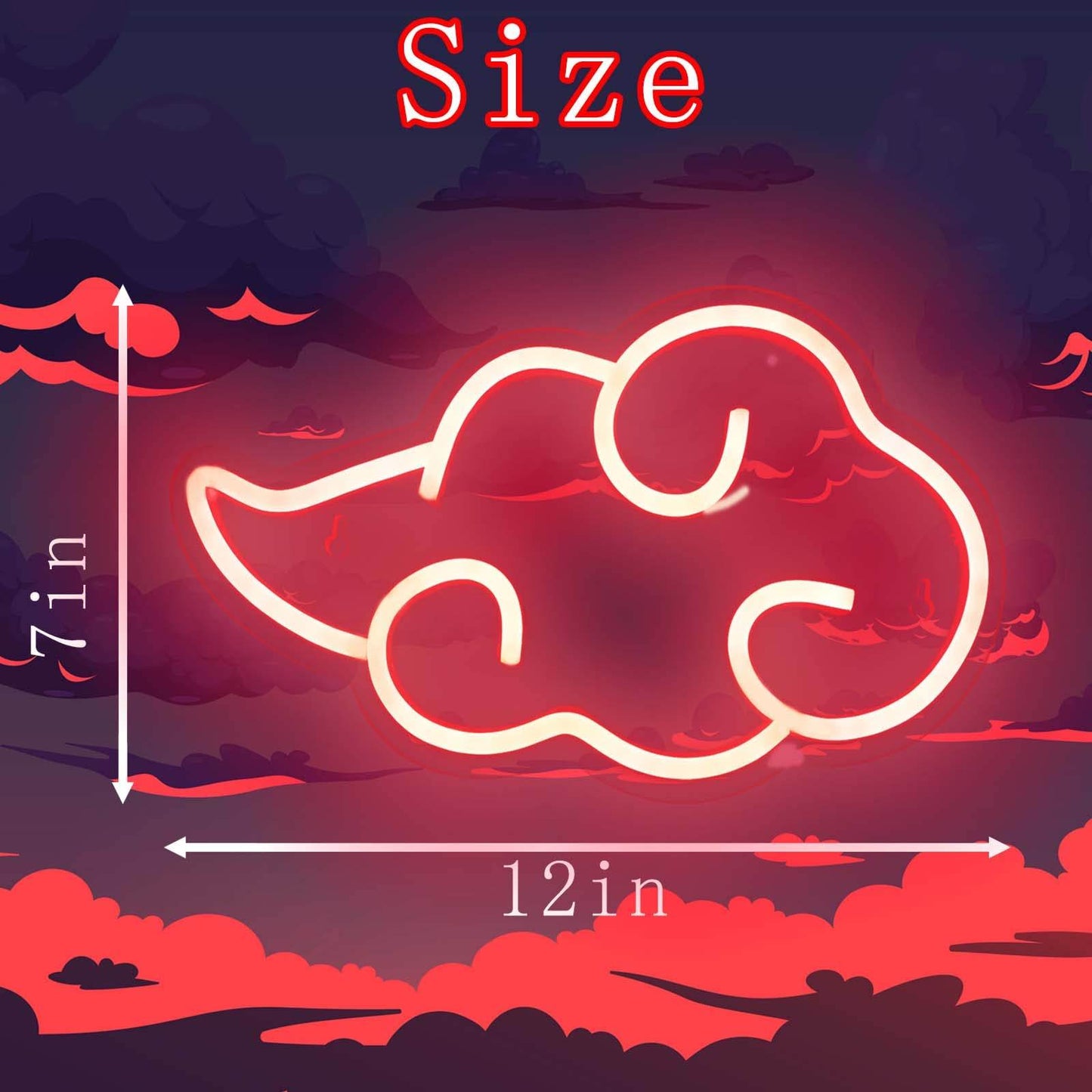Anime Neon Sign - LED Red Cloud USB Powered Dimmable Wall Light for Gaming Room Decor - Ice Blue