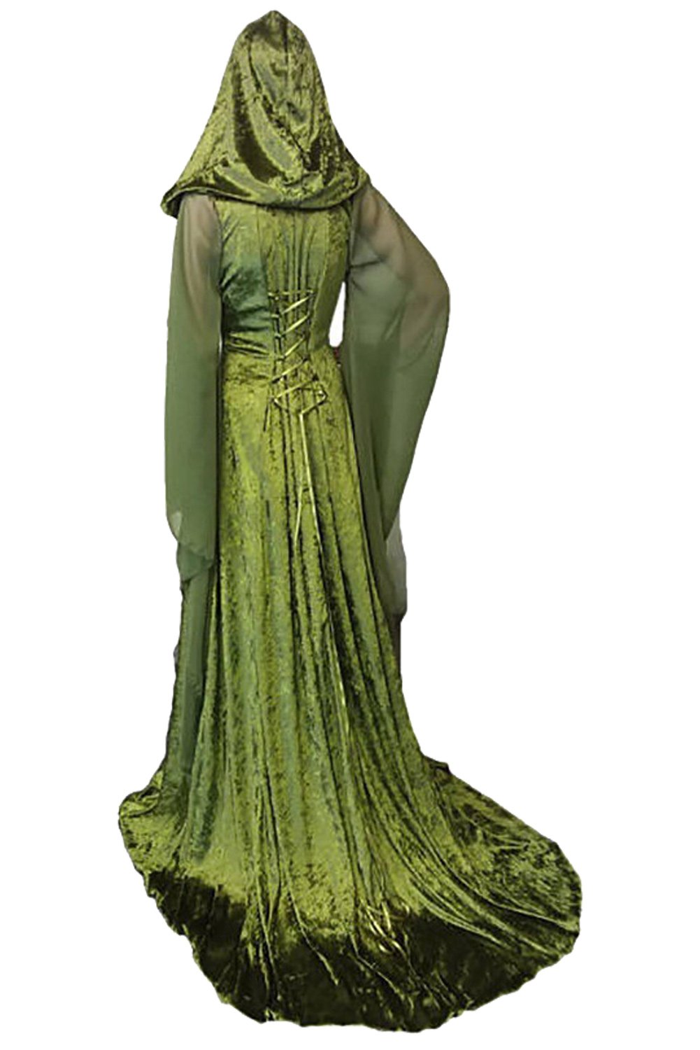 Women's Medieval Hooded Cloak - Vintage Lace-up Long Dress Costume