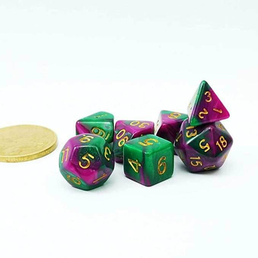 Wizard Jungle Mini Two Tone Polyhedral RPG Dice Set Small D4-D20 in Tube - 