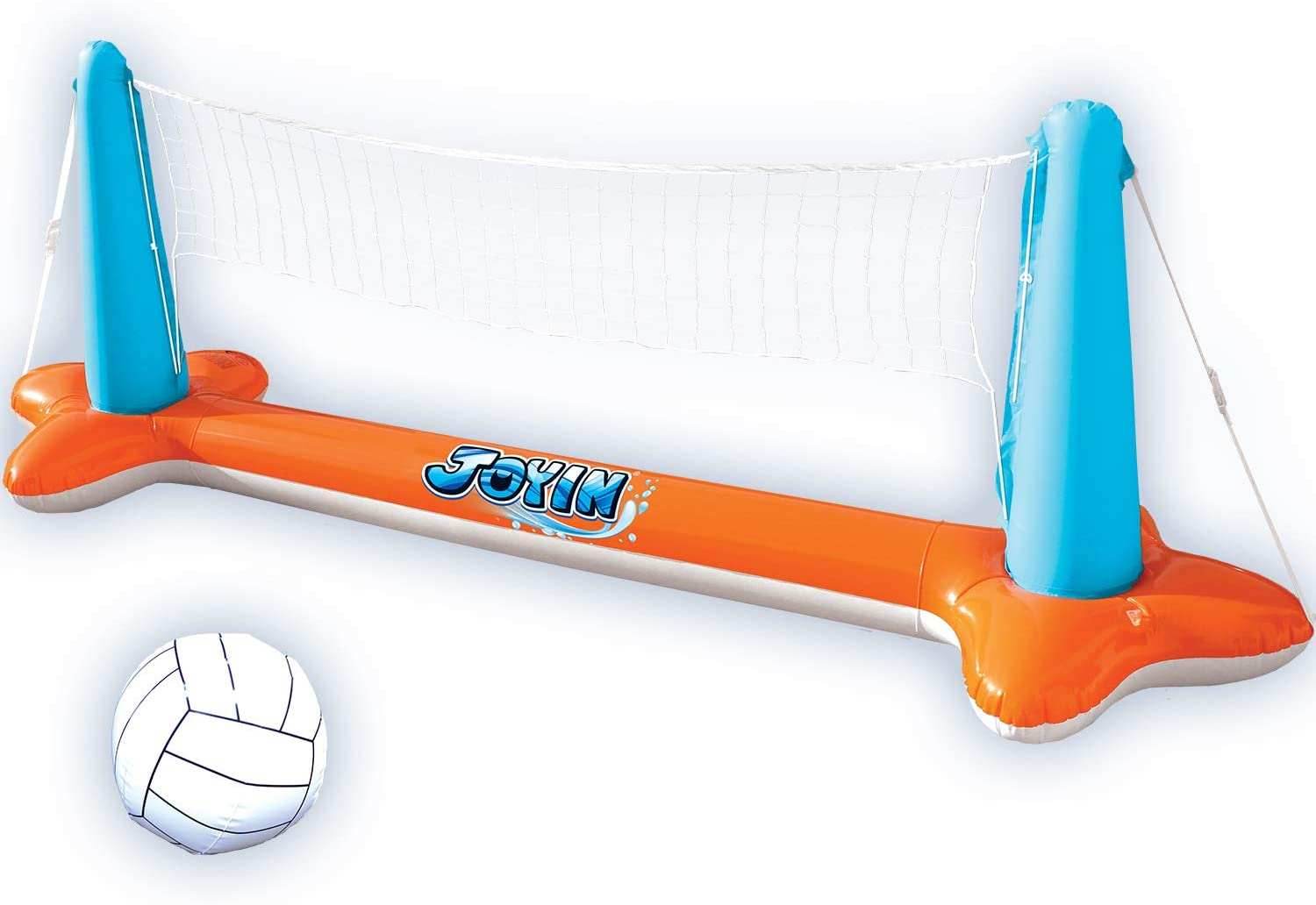Inflatable Pool Float Volleyball Net & Basketball Hoops Set - 