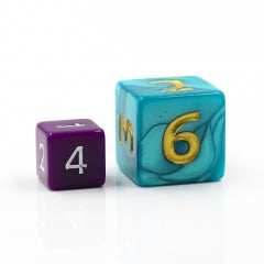 Blue Giant Pearl Dice (7) with Green Numbers RPG Role Playing Dice - 