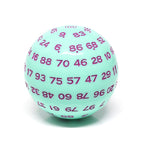 "Mint Rose" Single 100 Sided Polyhedral Dice (D100) | Mint  (45mm) Purple