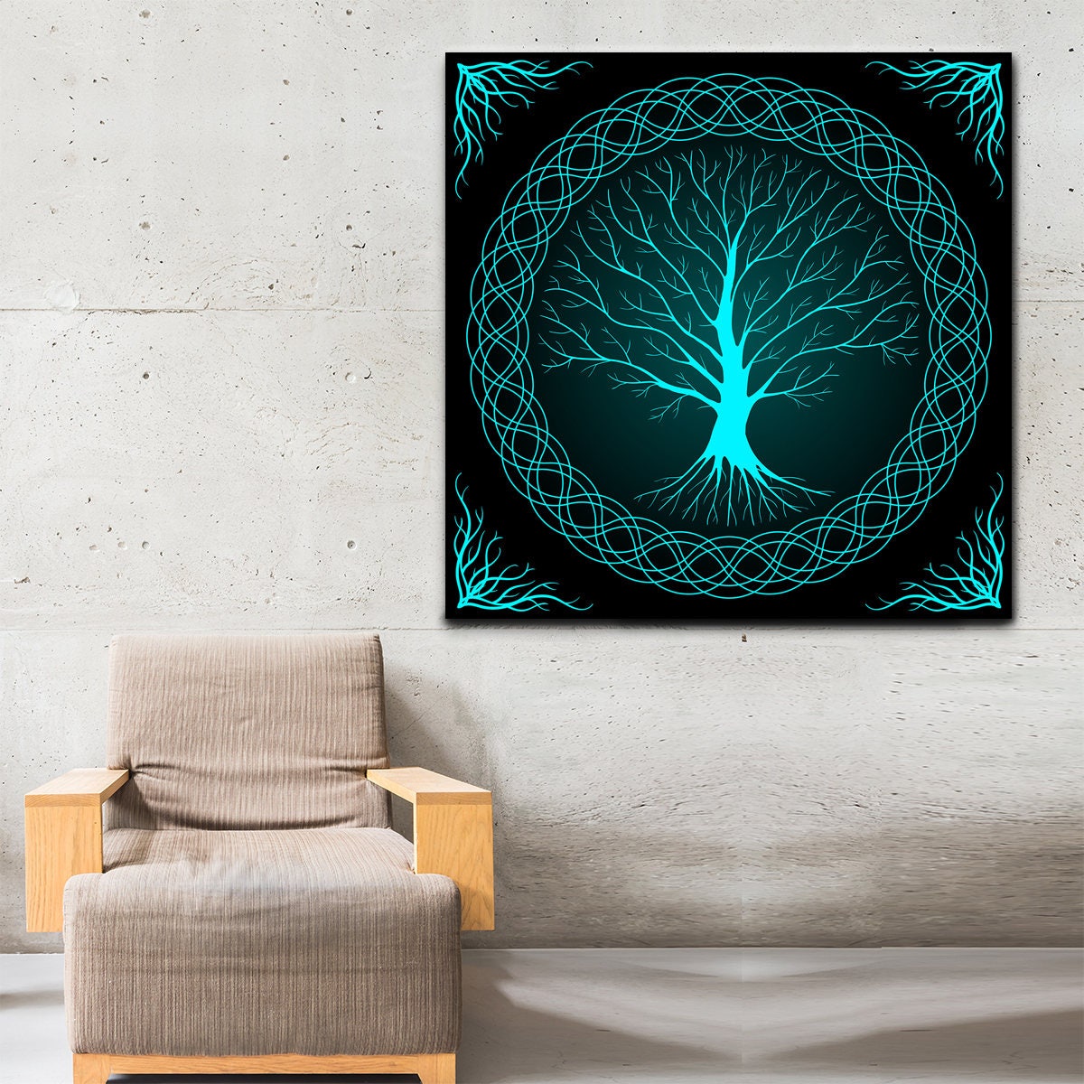 Tree Of Life Wall Art Canvas, Tree Of Life Decor, Tree Of Life gift, Blue Tree Of Life, Square Wall Art, Tree Art