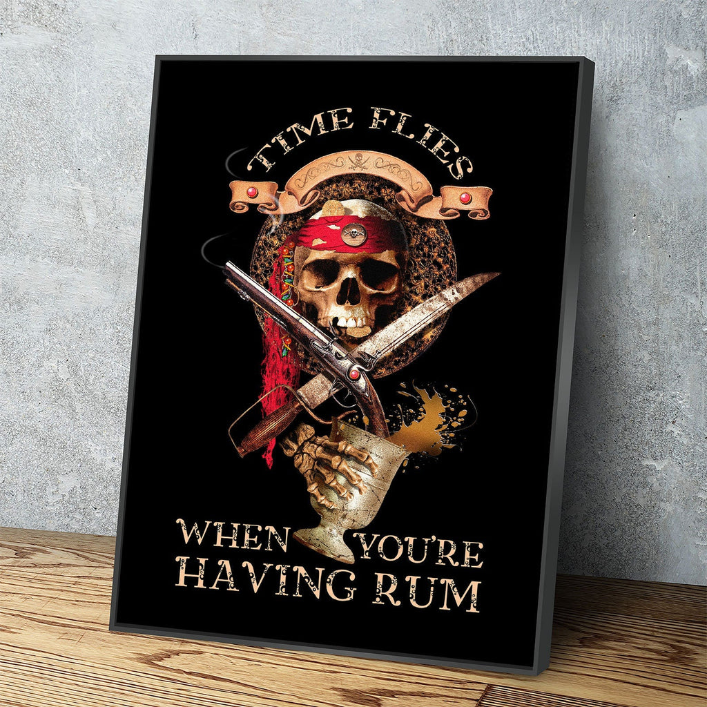 Pirate Decor, Time Flies When You're Having Rum Canvas Wall Art, Perfect For Man Cave, Man Cave Decor, Bar Decor, Pirate Art, Pirate Decor