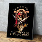 Pirate Decor, Time Flies When You're Having Rum Canvas Wall Art, Perfect For Man Cave, Man Cave Decor, Bar Decor, Pirate Art, Pirate Decor