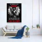 Fate Whispers To The Warrior Canvas Wall Art, The Warrior Whispers Back I Am The Storm, Warrior Print, Warrior Quote, Man Cave Decor