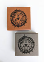Dragon Circle - D&D - Vegan Leather Dice Box - Grey
