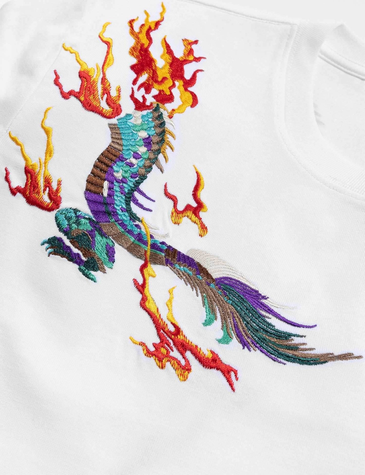 KH727 Flying Dragons Embroidery Tee - White / S