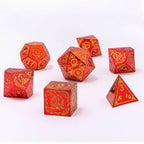 Wizard Solid Metal Polyhedral Dice Set - Red with Gold - 