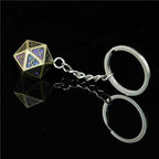 Metal D20 w/ Purple Glitter Keychain Analogue Font d20 - 