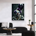 Scary Clown With Purple Balloon Canvas Wall Art, Scary Decor, Clown with Red Nose, Halloween Decor, Gothic Print, Clown Print, Haunted Decor