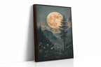 Harvest Moon Forest: Serene Mountain Landscape Canvas Wall Art