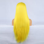 Hand Groove 13*2.5 Chemical Fiber Front Lace Yellow Long Bangs Wig Headgear Natural Hairline