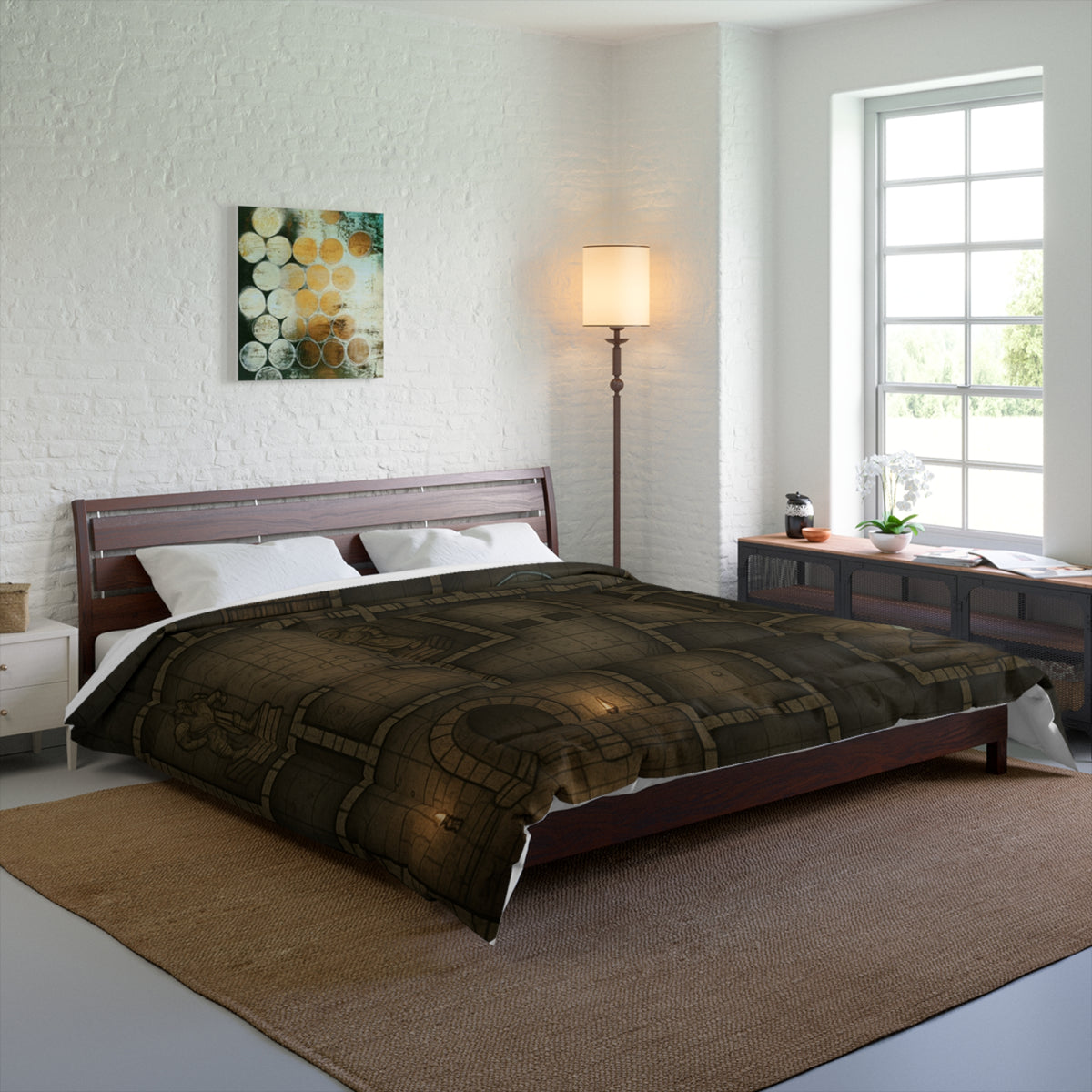 Dungeon Adventure Comforter, Cozy Bedroom Decor, Fantasy Bedding,