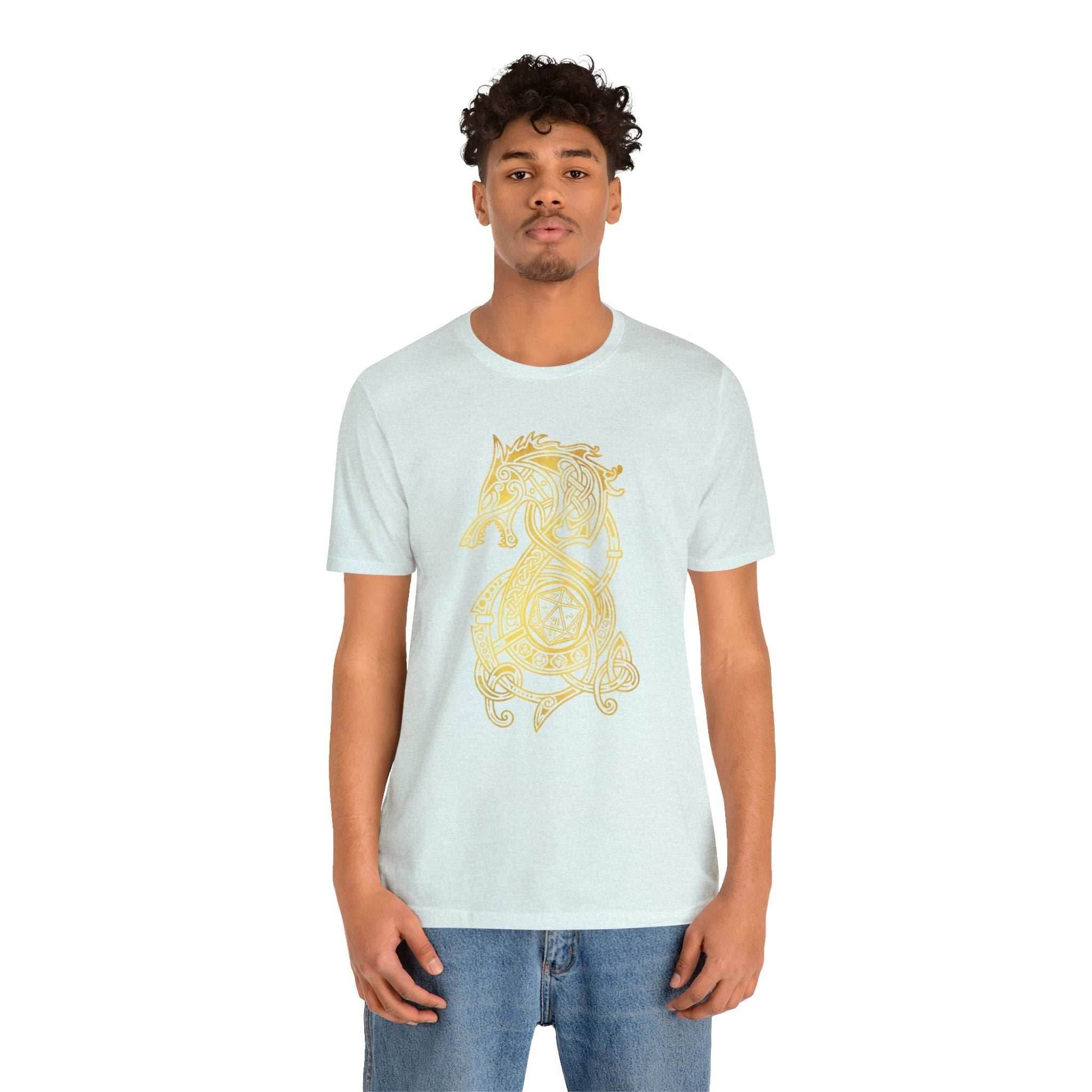 Golden Celtic Dice Dragon Shirt - Army / S