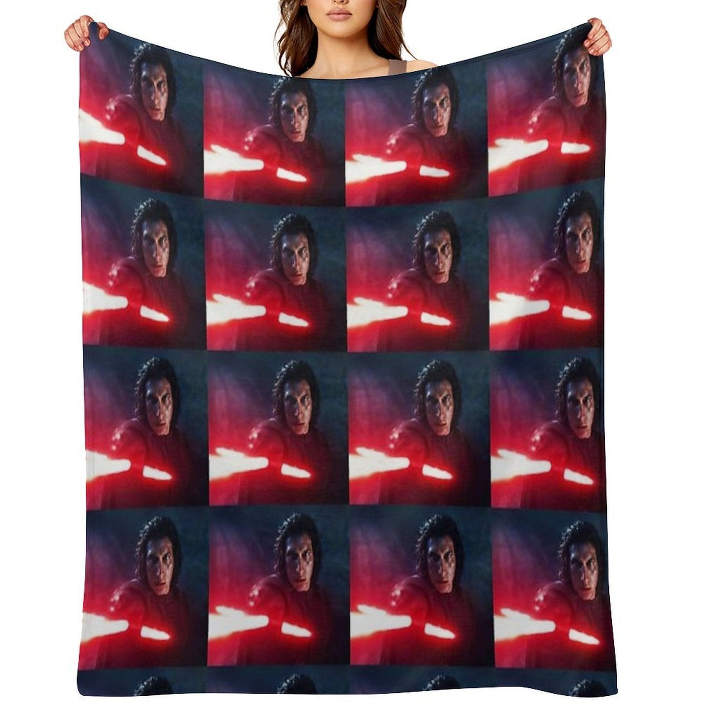 Adam Driver with Saber Edit Throw Blanket