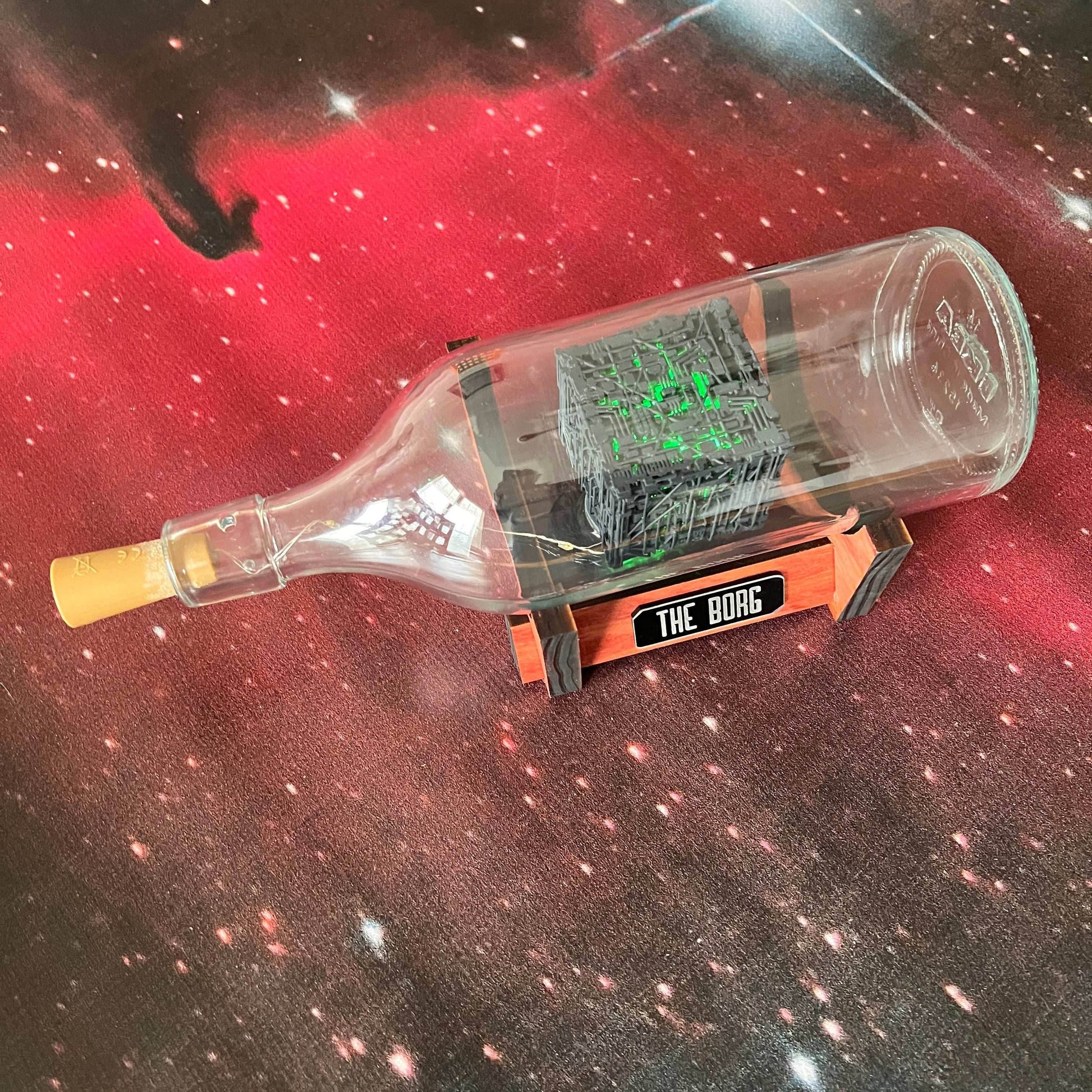Star Trek Lighted Borg Cube Starship in a Bottle - 
