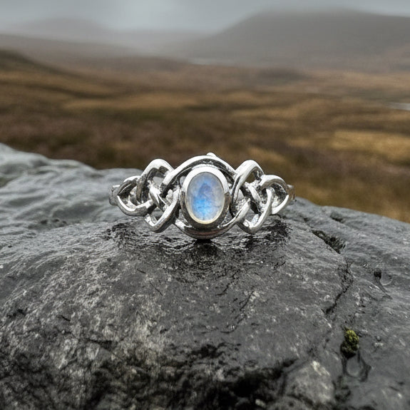 Celeste Celtic Knot Moonstone Ring