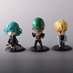 6Pcs One Punch Man Chibi Anime Figures, Saitama Genos Garou Bang Tatsumaki Mumen Rider Metal Knight, OPM Collection Set