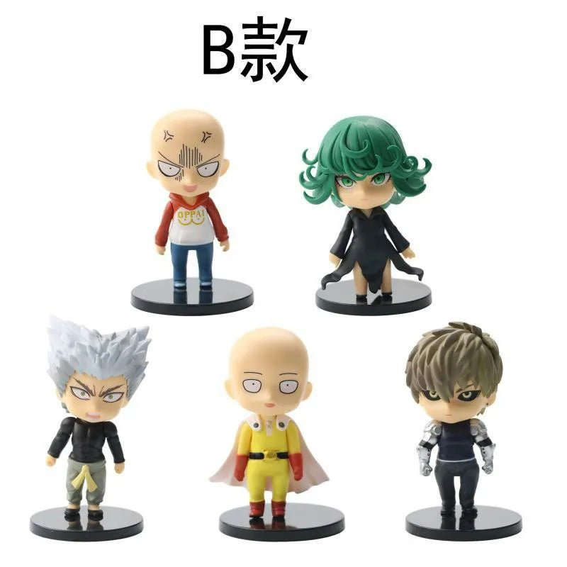 6Pcs One Punch Man Chibi Anime Figures, Saitama Genos Garou Bang Tatsumaki Mumen Rider Metal Knight, OPM Collection Set