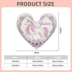 Personalized Unicorn Heart Pillow – Custom Name Gift – Cotton Filling Included