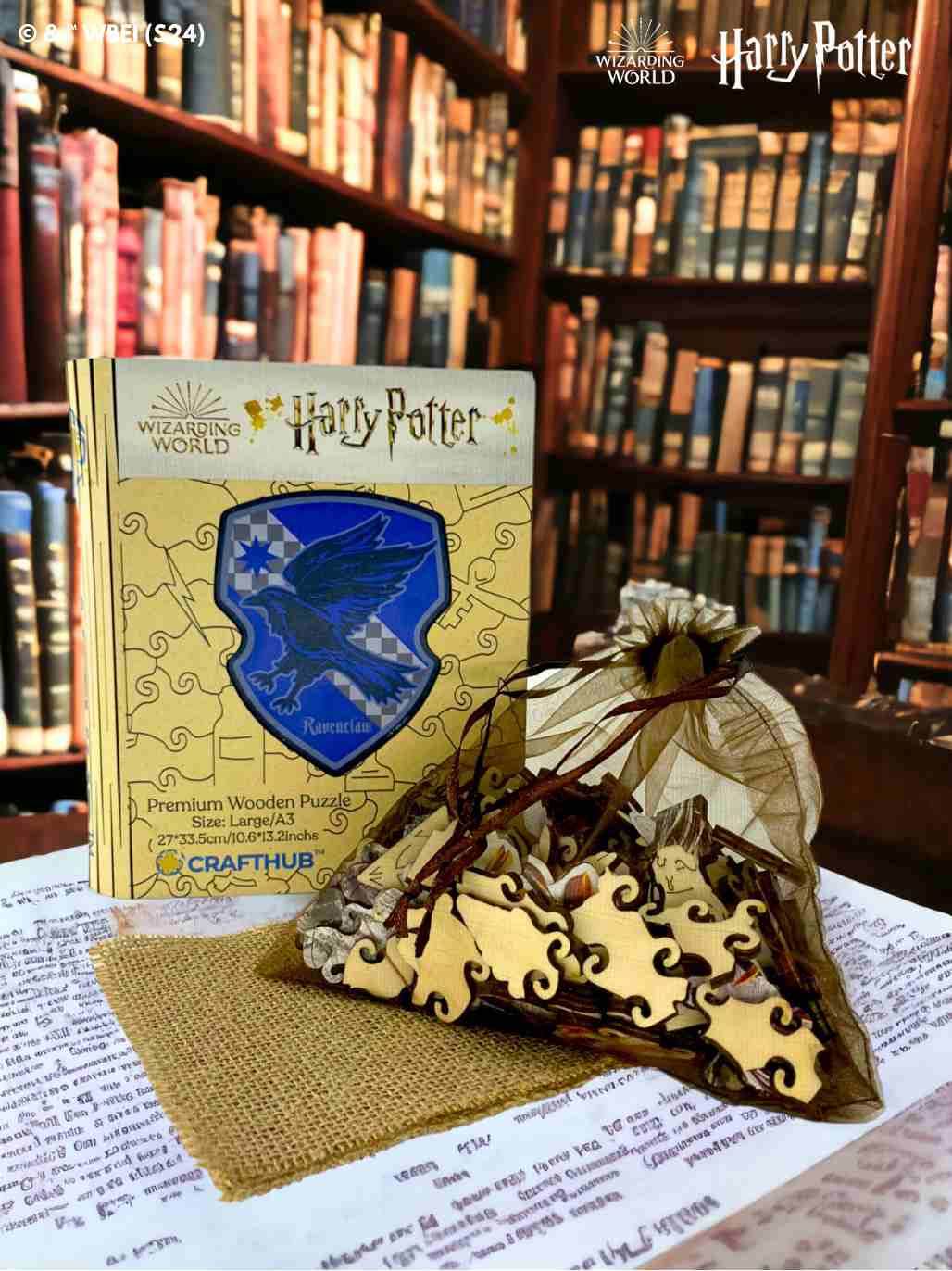 Harry Potter - Ravenclaw Crest - House Prides Wooden Jigsaw Puzzle - A4 + Wooden Gift Box