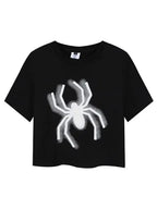 'Mini Spider' Punk Graphic  Spider Crop Top