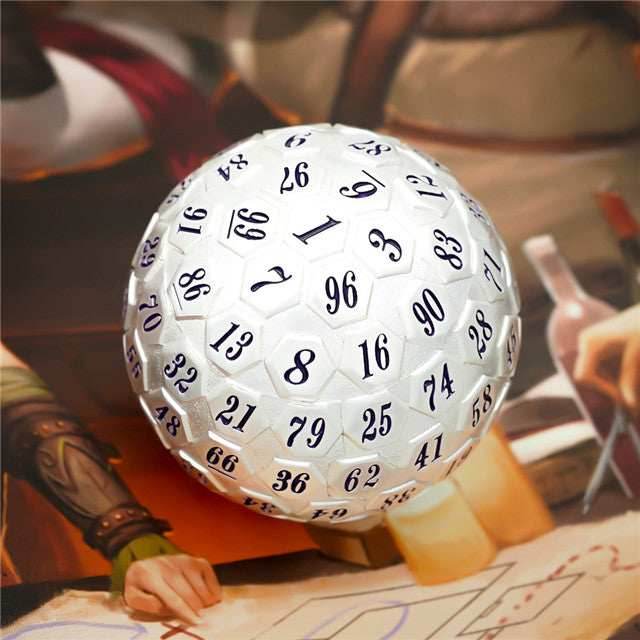Silver Metal d100 w/ Purple Numbers Dungeons and Dragons RPG - 