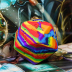 Large Rainbow Silicone d20 Dice 55mm | RPG Dice Novelty Piece - 