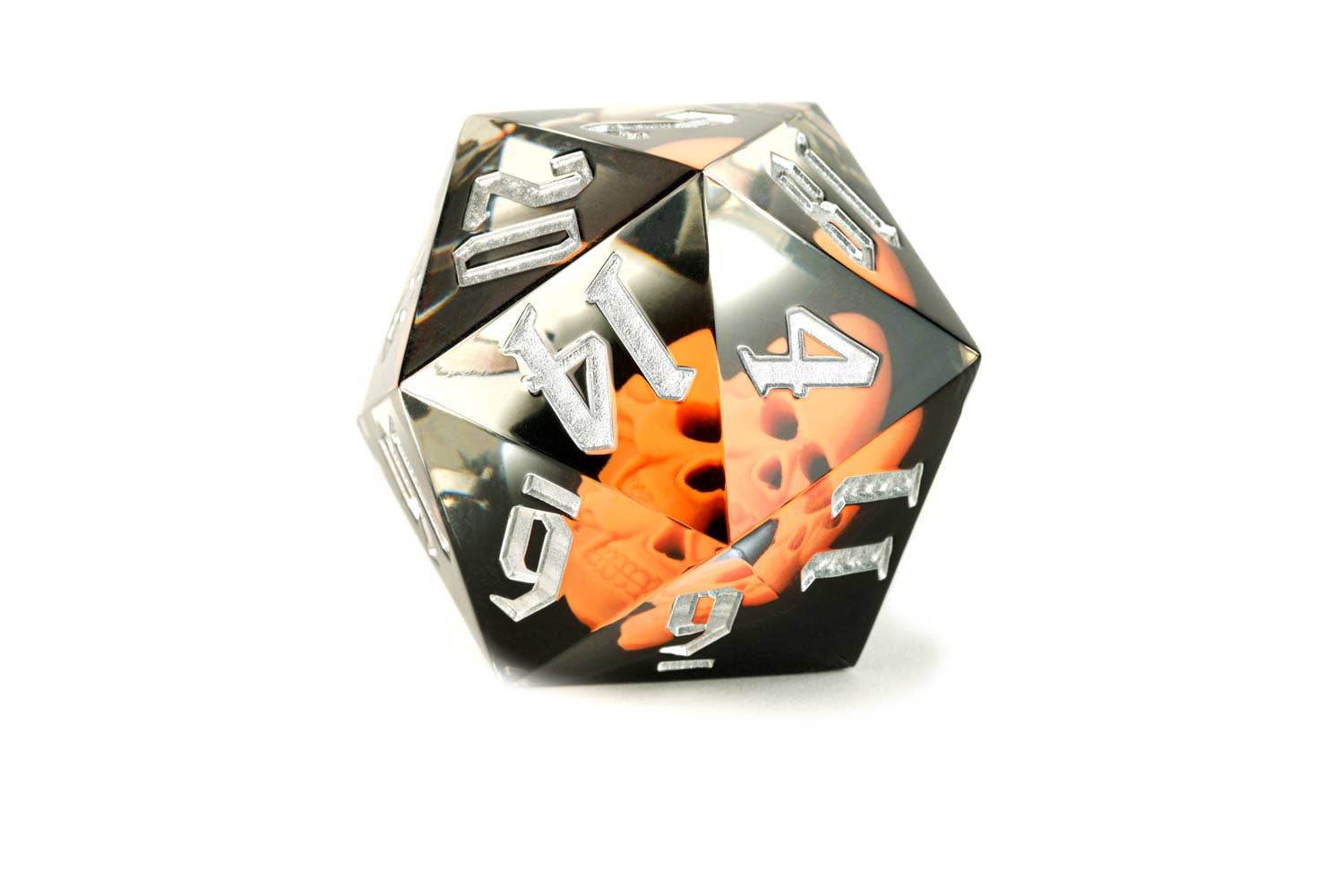 Mega D20 WITH Glowing Skull Hand Crafted 55mm Sharp Edge - 