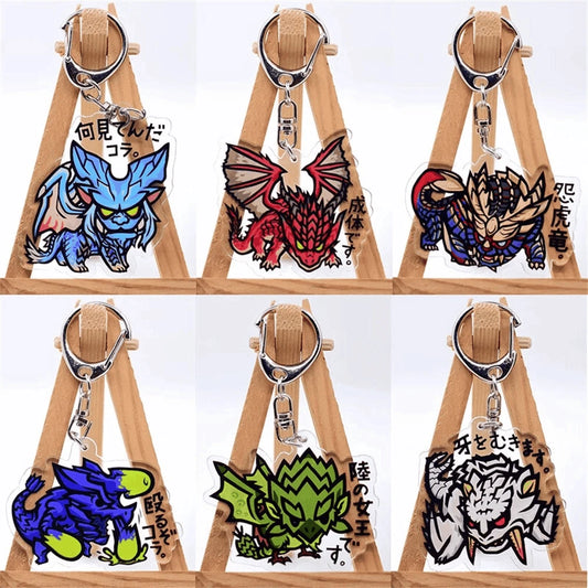 6cm Game Monster Hunter Acrylic keychain 6cm student bag bag small pendant small gift decoration